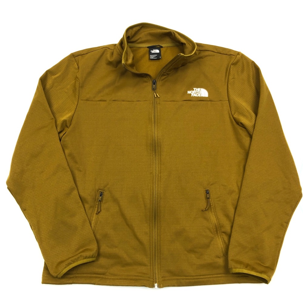 The North Face Mens Large Cedar Trail Grid Fleece Full-Zip Jacket Moss Green